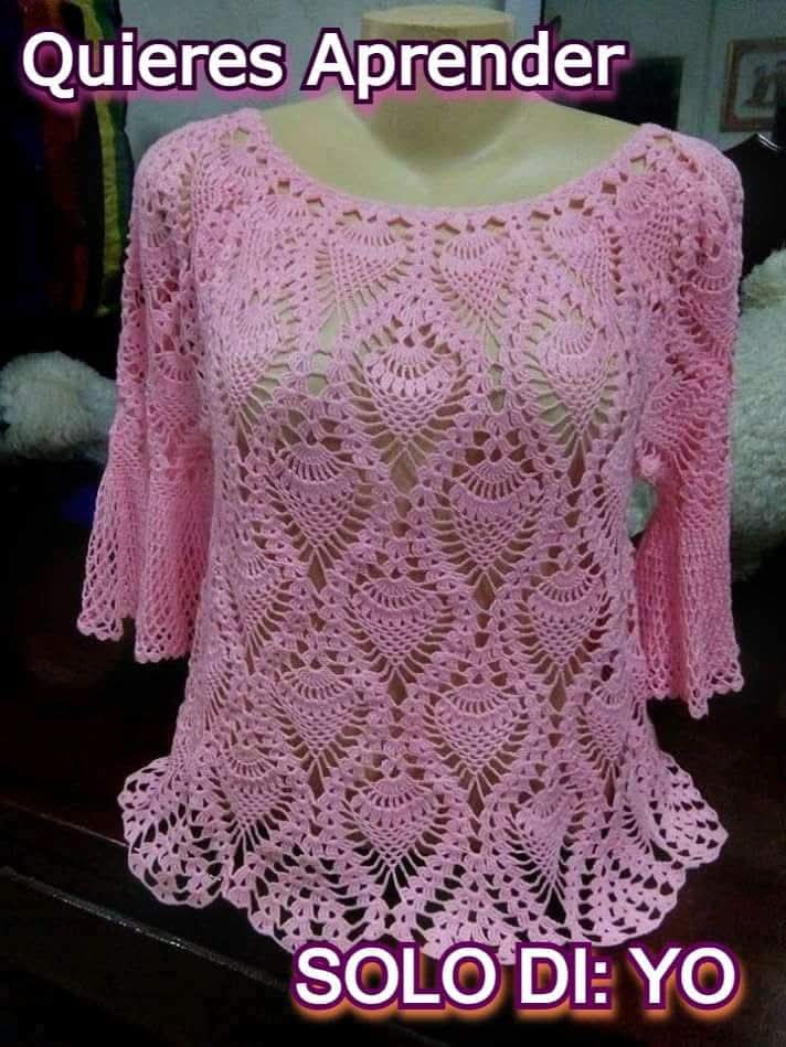 Aprende a tejer está bella blusa aquí… Ver más